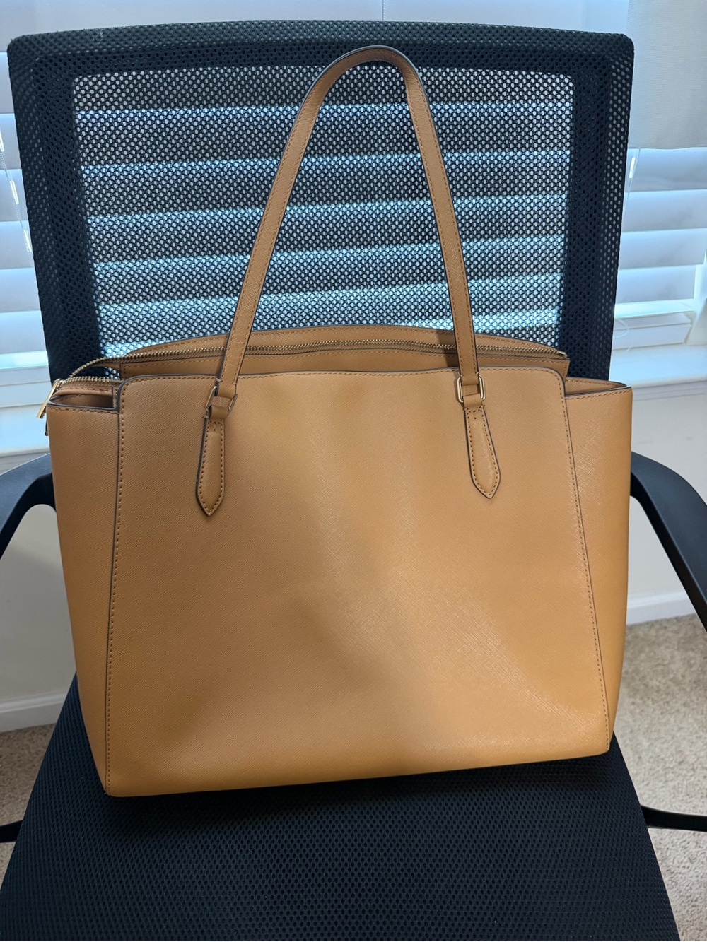 Tory Burch Tan Saffiano Leather Laptop Tote